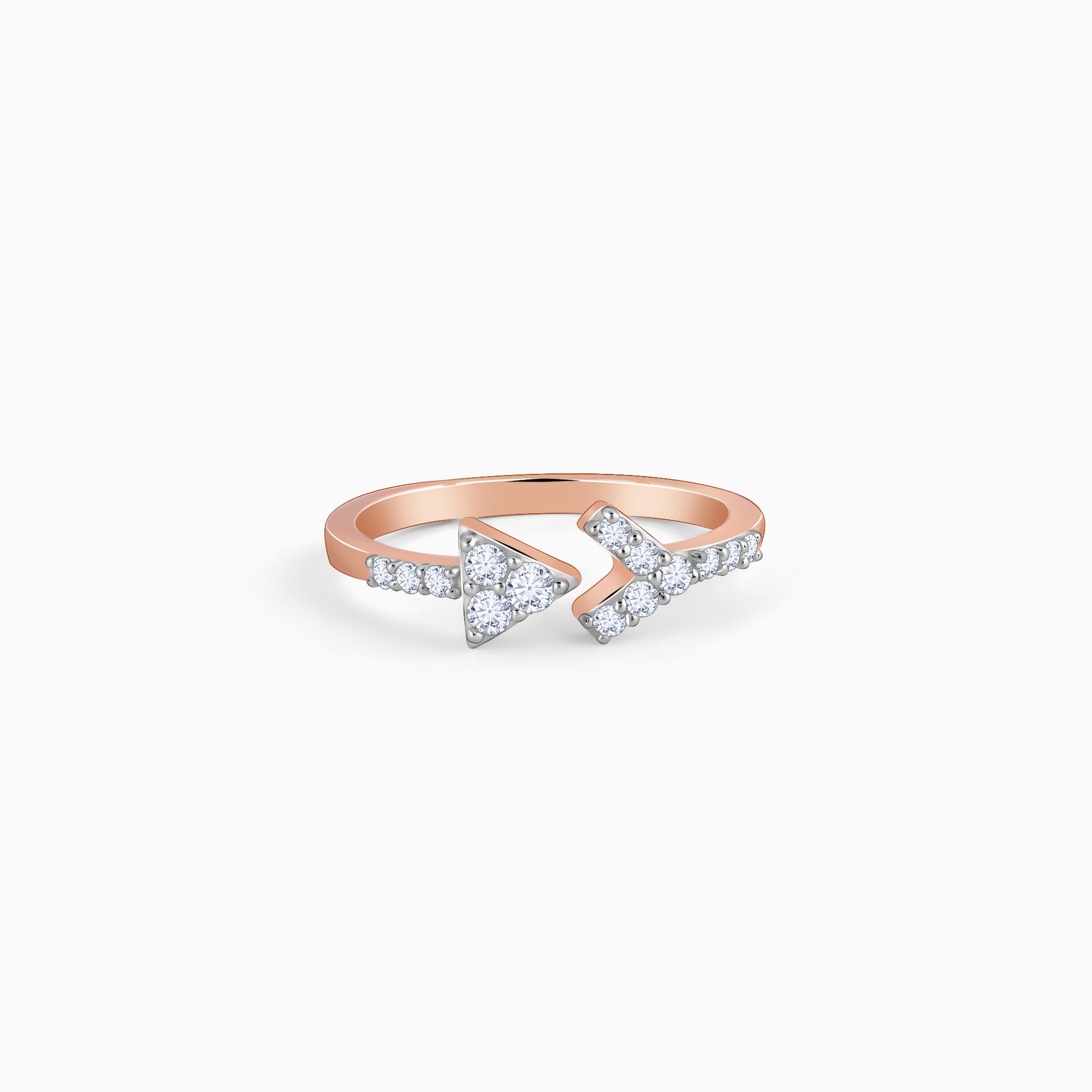 Rose gold arrow ring with diamonds