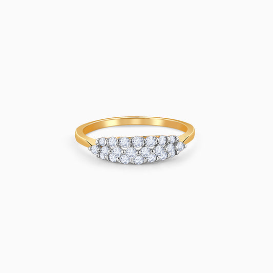 Pure gold ring with a row of sparkling diamonds.