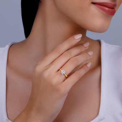 Gold Mystic Aura Solitaire Diamond Ring