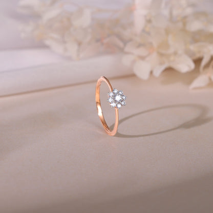 Rose Gold Floral Glisten Diamond Ring