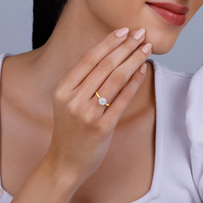 Gold Dew Drop Solitaire Diamond Ring