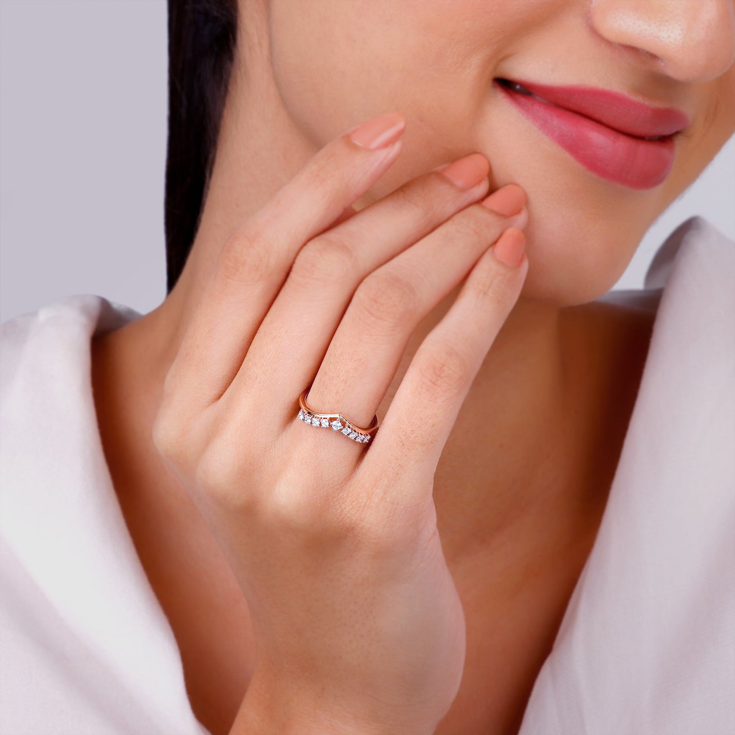 Rose Gold Elegant Pear Diamond Ring