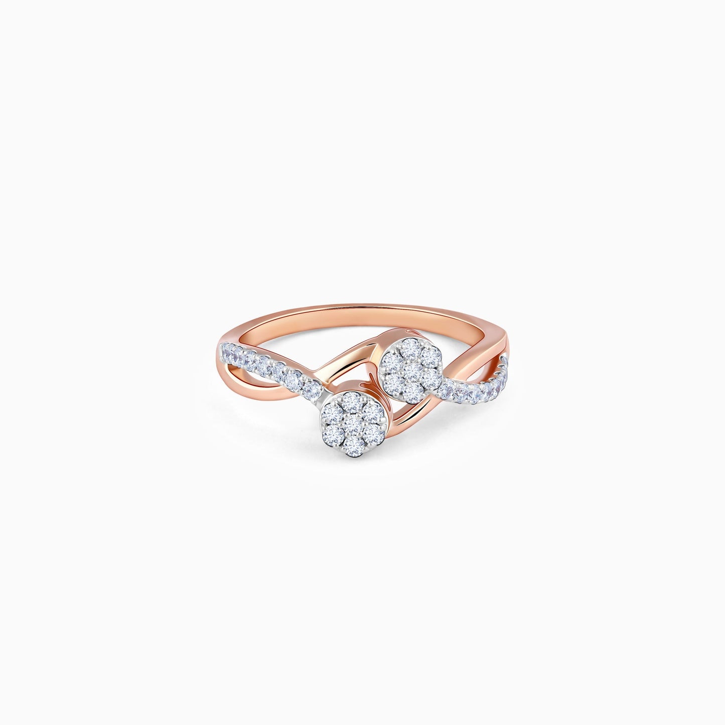 Rose Gold Dual Wavy Diamond Ring