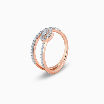 Rose Gold Wavy Bud Diamond Ring