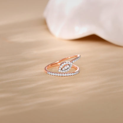 Rose Gold Wavy Bud Diamond Ring