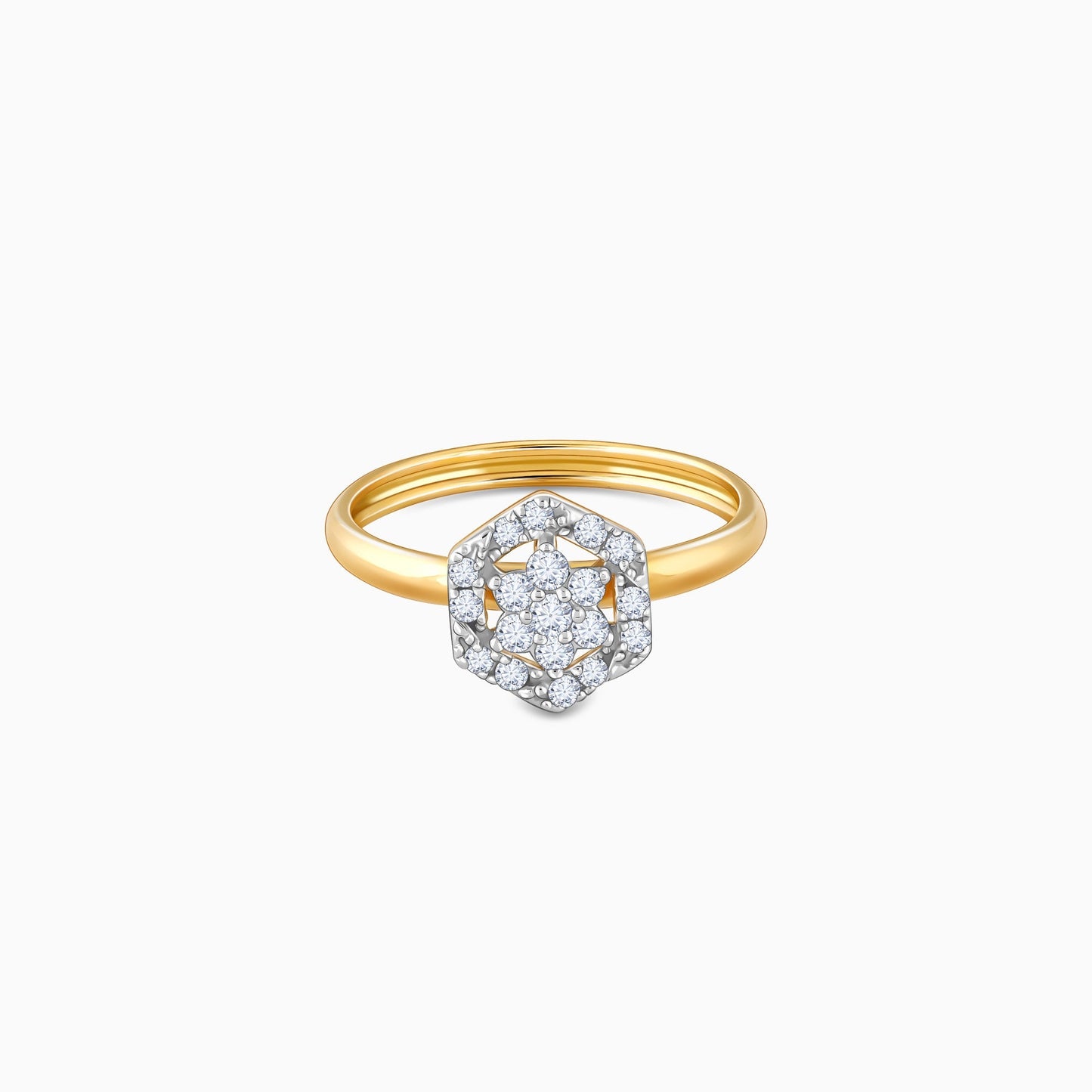 Gold Floral Geometry Diamond Ring