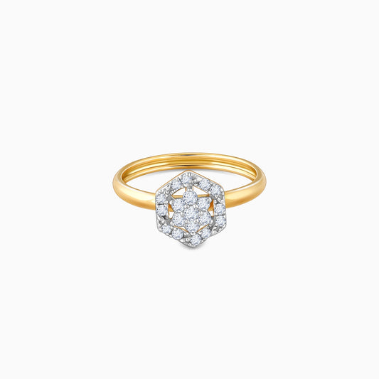 Gold Floral Geometry Diamond Ring