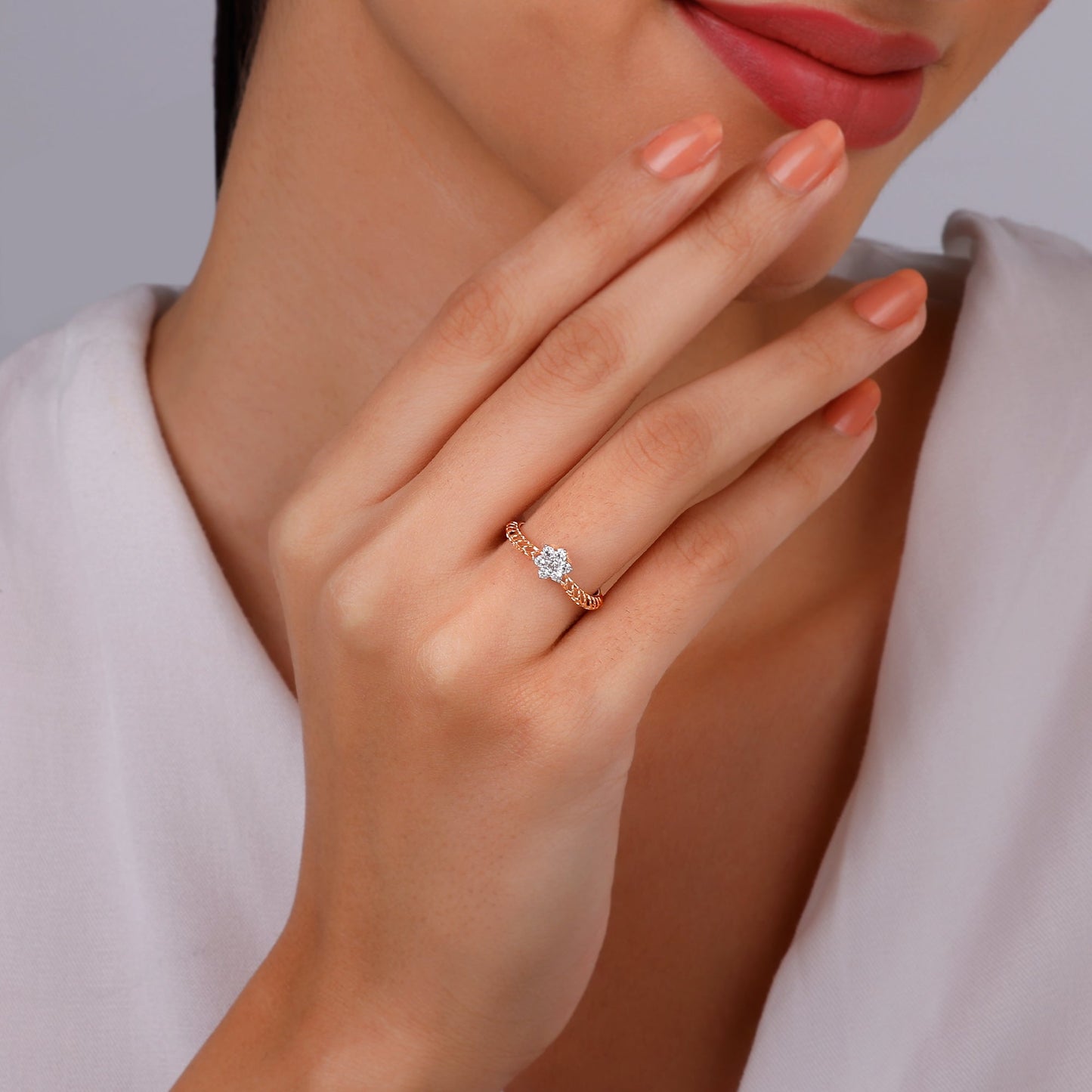 Rose Gold Peak Elegance Diamond Ring