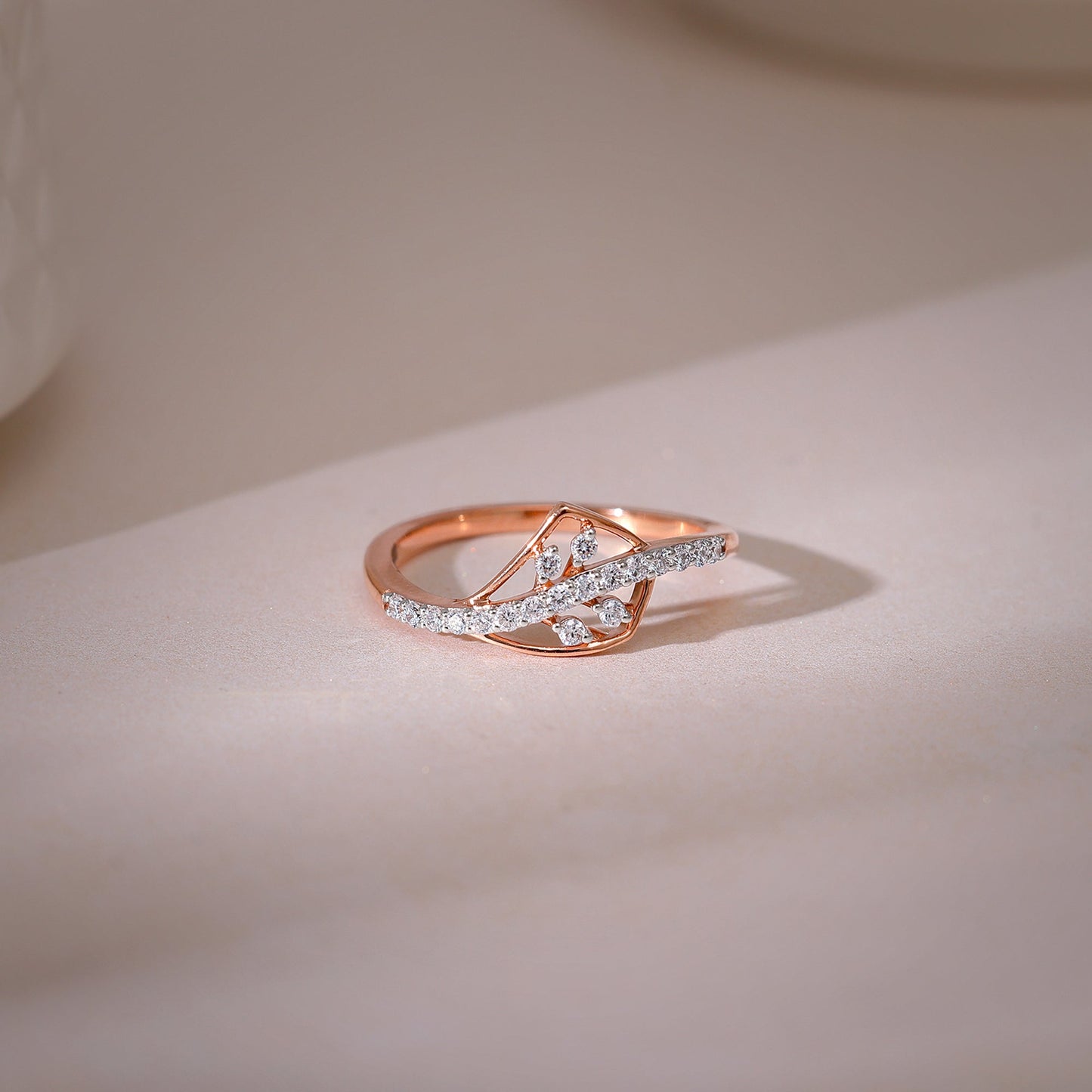 Rose Gold Foliage Diamond Ring