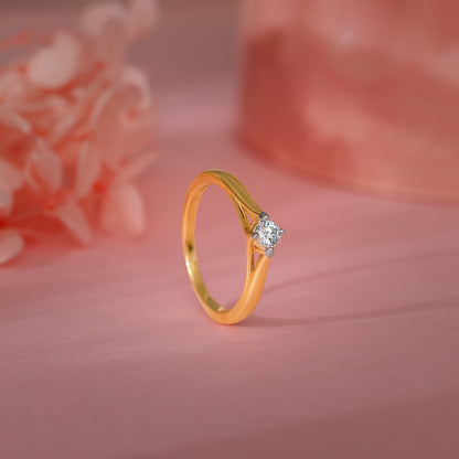 Gold Luna Solitaire Diamond Ring