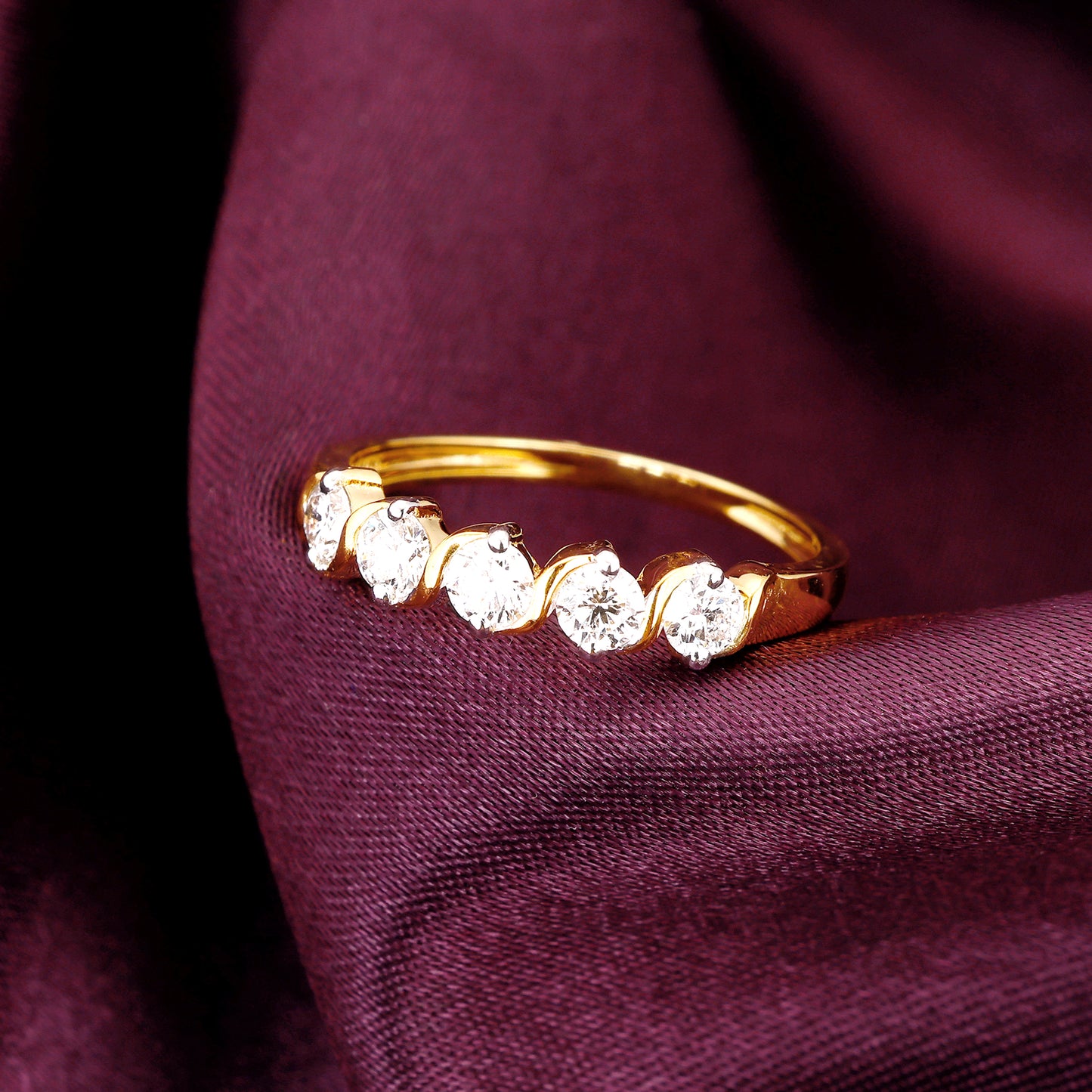 Gold Geometric Circlets Diamond Ring