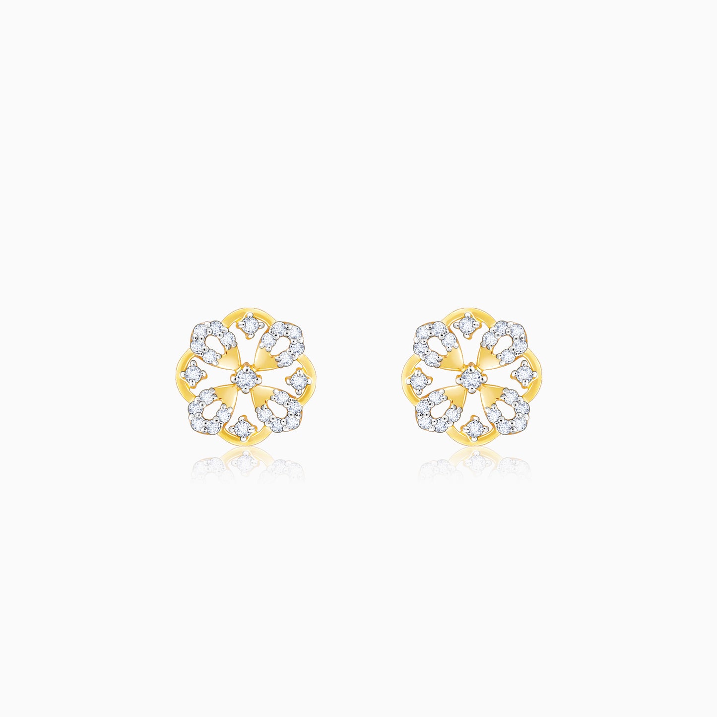 Gold Mesmerising Flower Diamond Earrings