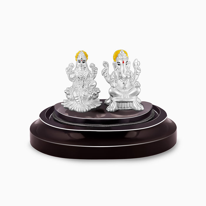 Silver Ganesh Lakshmi Idol