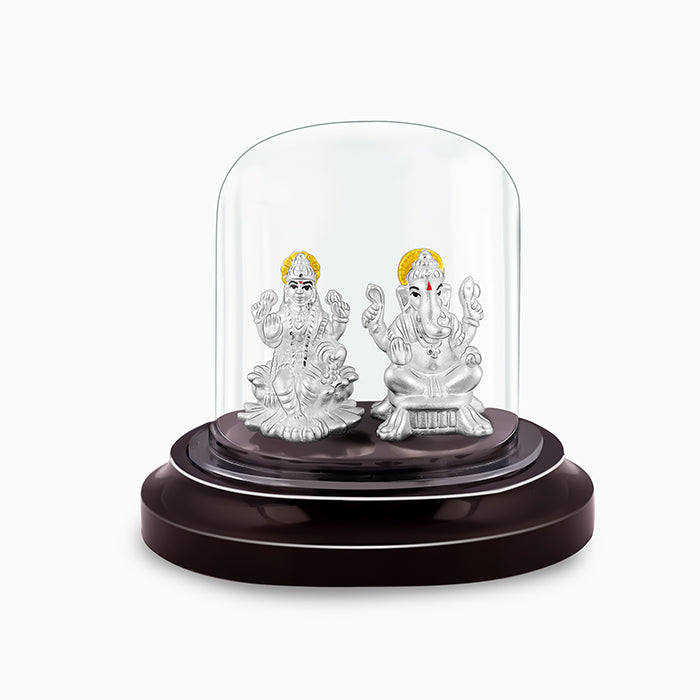 Silver Ganesh Lakshmi Idol