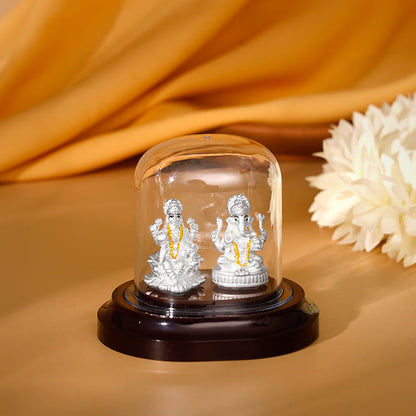 Silver Lakshmi and Ganesha Idol