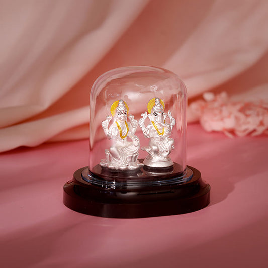 Silver Ganapathi & Lakshmi Idol