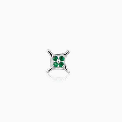 Silver Emerald Green Nose Pin