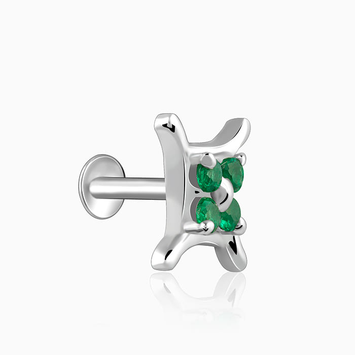 Silver Emerald Green Nose Pin