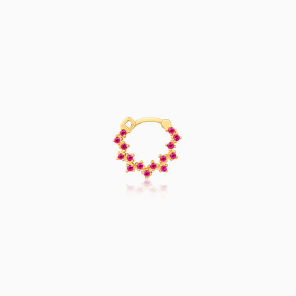 Golden Zig-Zag Red Nose Ring