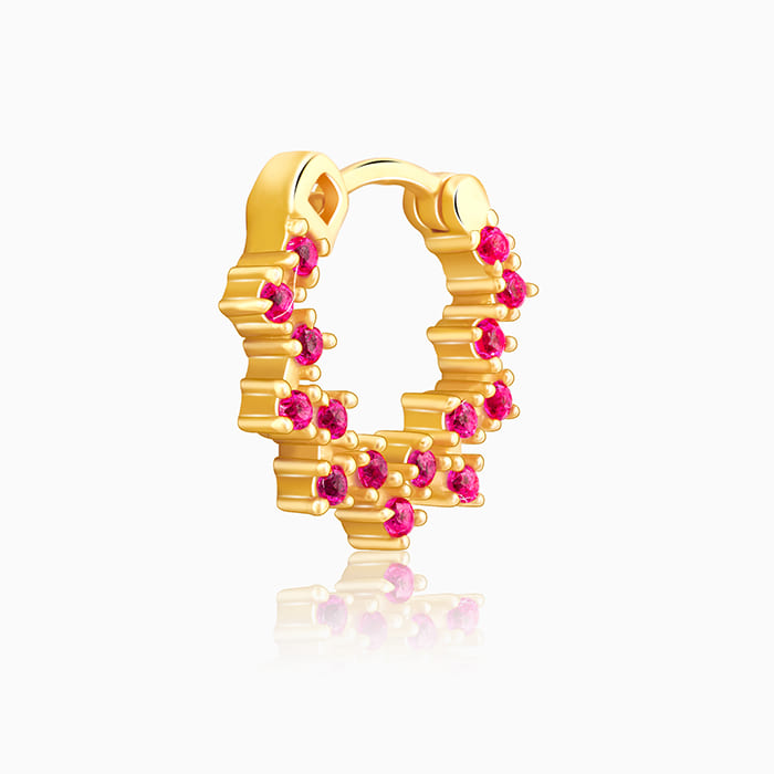 Golden Zig-Zag Red Nose Ring