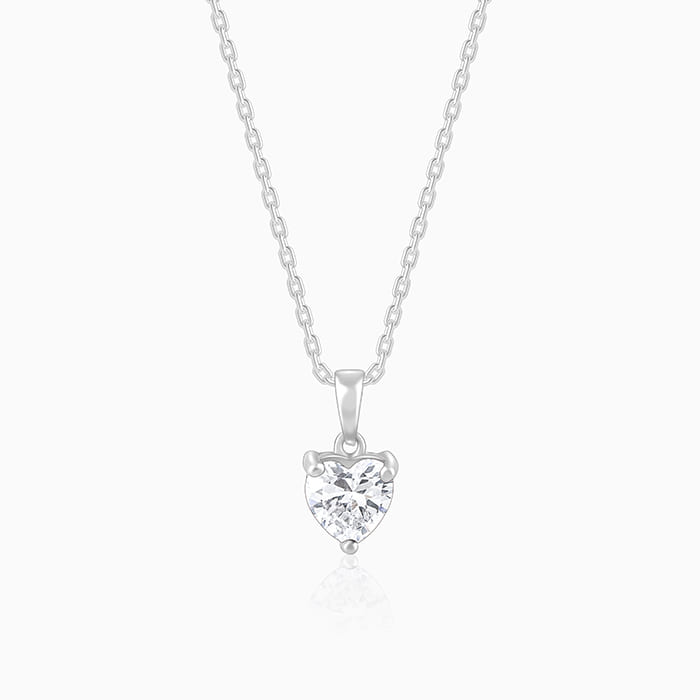 Anushka Sharma Silver Solitaire Heart  Pendant with Link Chain