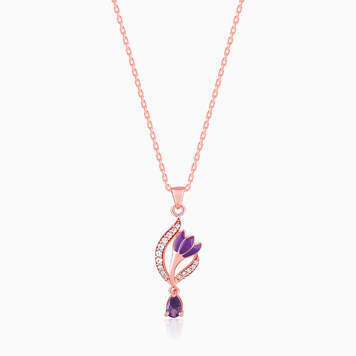 Rose Gold Flowing Crocus Pendant with Link Chain – GIVA Jewellery