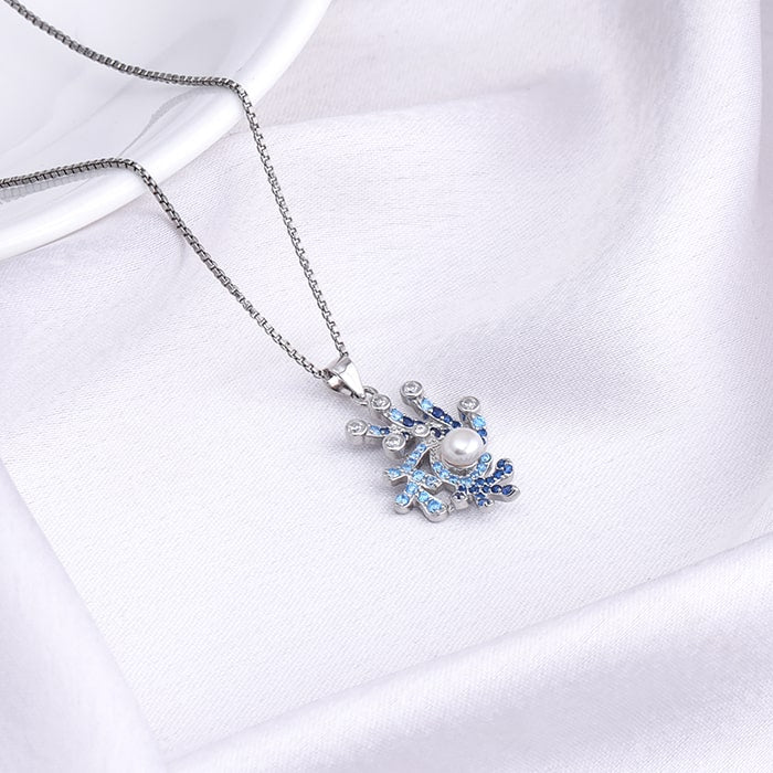 Silver Blue Ombre Pendant With Box Chain