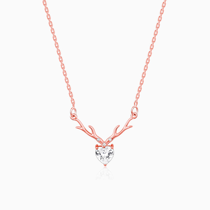 Rose Gold Deer Heart Necklace