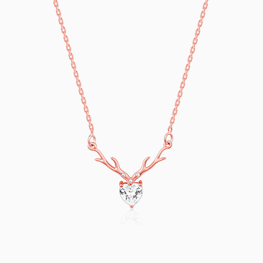 Rose Gold Deer Heart Necklace