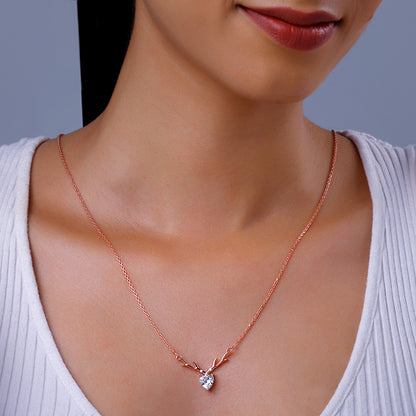 Rose Gold Deer Heart Necklace