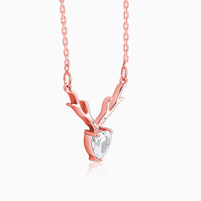 Rose Gold Deer Heart Necklace