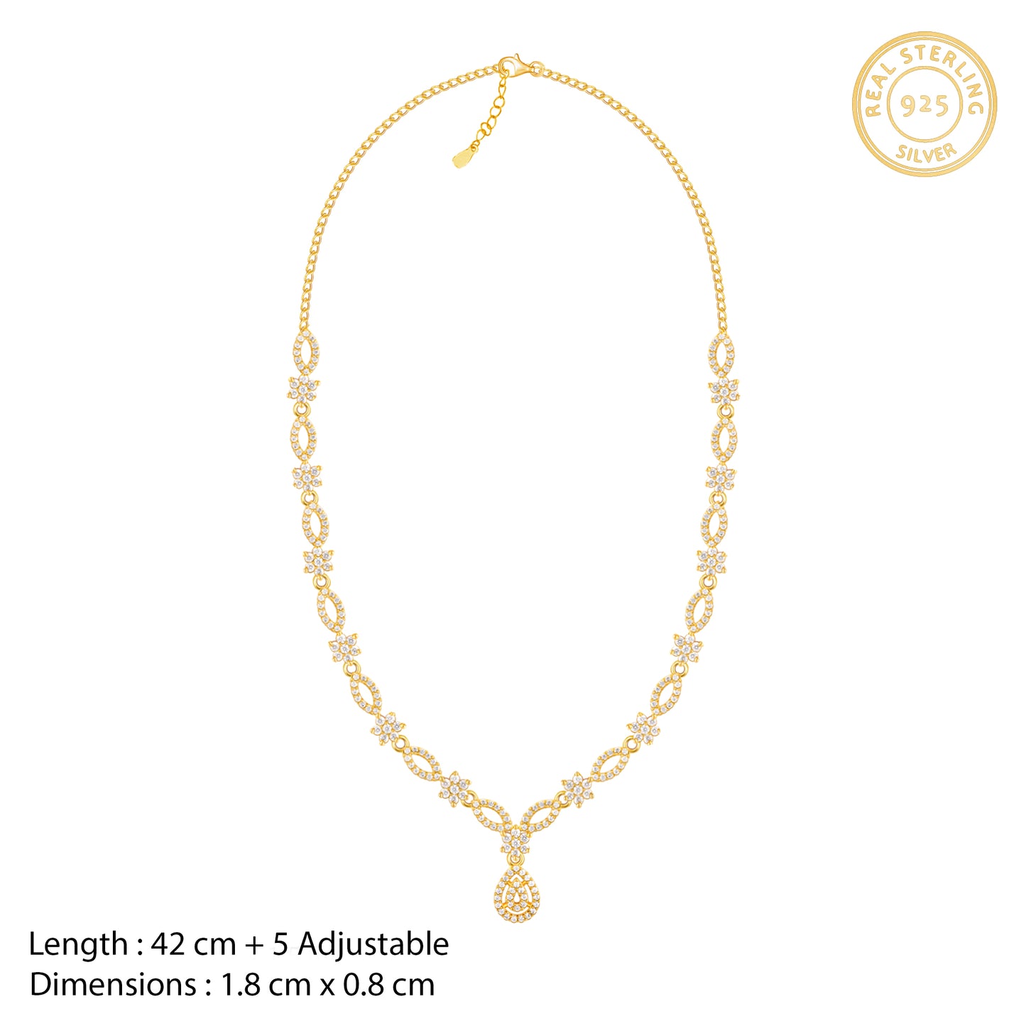 Golden Zircon Shine Elegant Necklace