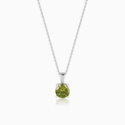 Silver Gracious Green Pendant with Link Chain