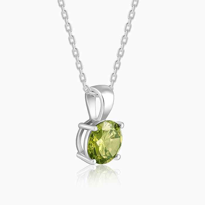 Silver Gracious Green Pendant with Link Chain