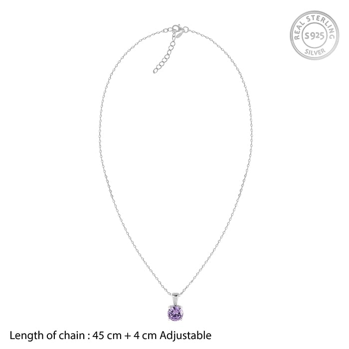 Silver Gracious Purple Pendant with Link Chain