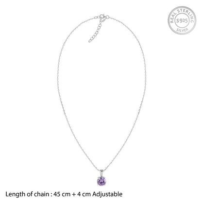 Silver Gracious Purple Pendant with Link Chain