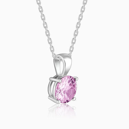 Silver Gracious Pink Pendant with Link Chain