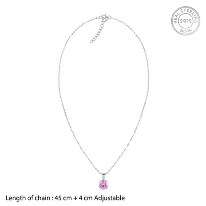 Silver Gracious Pink Pendant with Link Chain