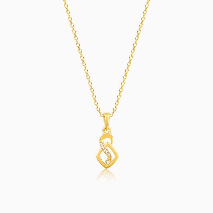 Golden Pretty Geometric Pendant With Link Chain