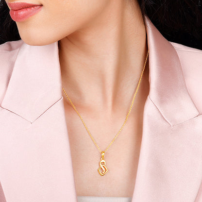 Golden Pretty Geometric Pendant With Link Chain