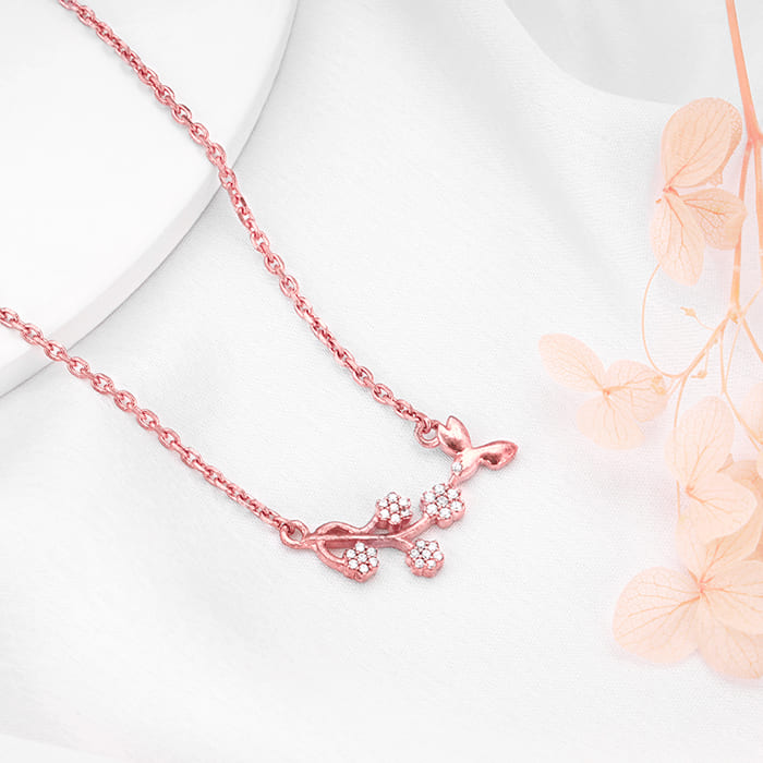 Rose Gold Floral Vine Necklace