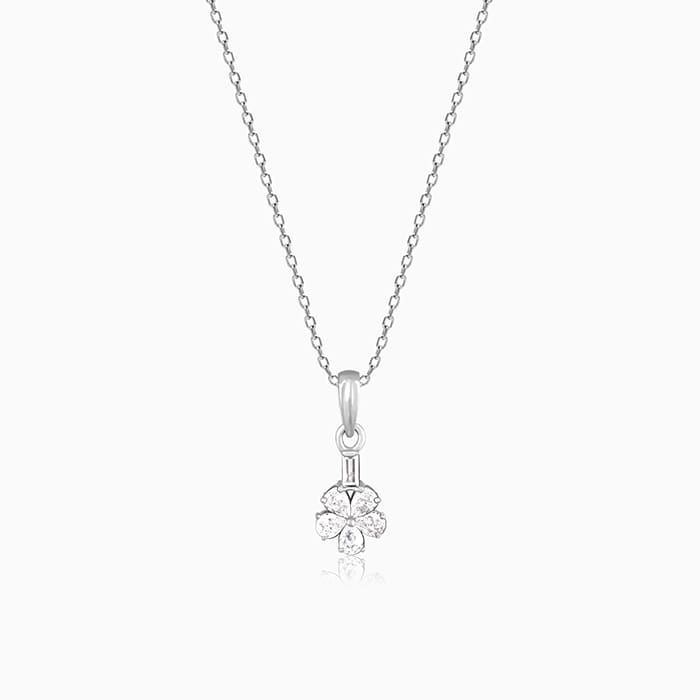 Silver Enchanted Floral Pendant With Link Chain