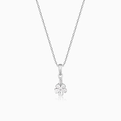 Silver Enchanted Floral Pendant With Link Chain