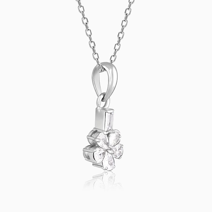 Silver Enchanted Floral Pendant With Link Chain