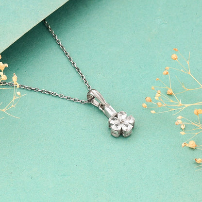 Silver Enchanted Floral Pendant With Link Chain