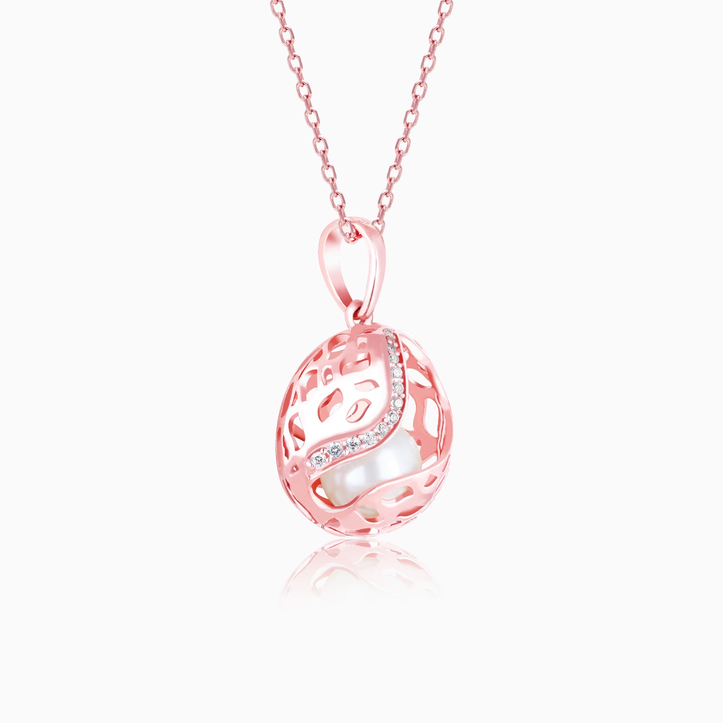 Rose Gold Warm Embrace Pendant With Link Chain