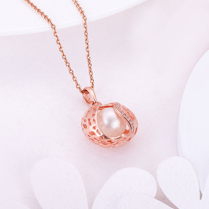 Rose Gold Warm Embrace Pendant With Link Chain