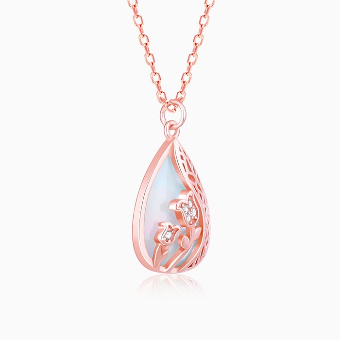 Rose Gold Divine Bloom Pendant With Link Chain