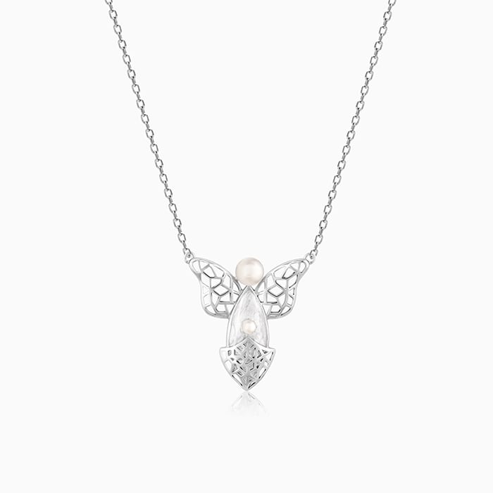 VIRAASI Necklace : Buy VIRAASI Men Silver-Toned Angel Wing Pendant with  Chain Online