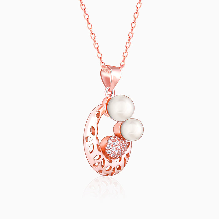 Rose Gold Pearlescent Cuddle Pendant With Link Chain